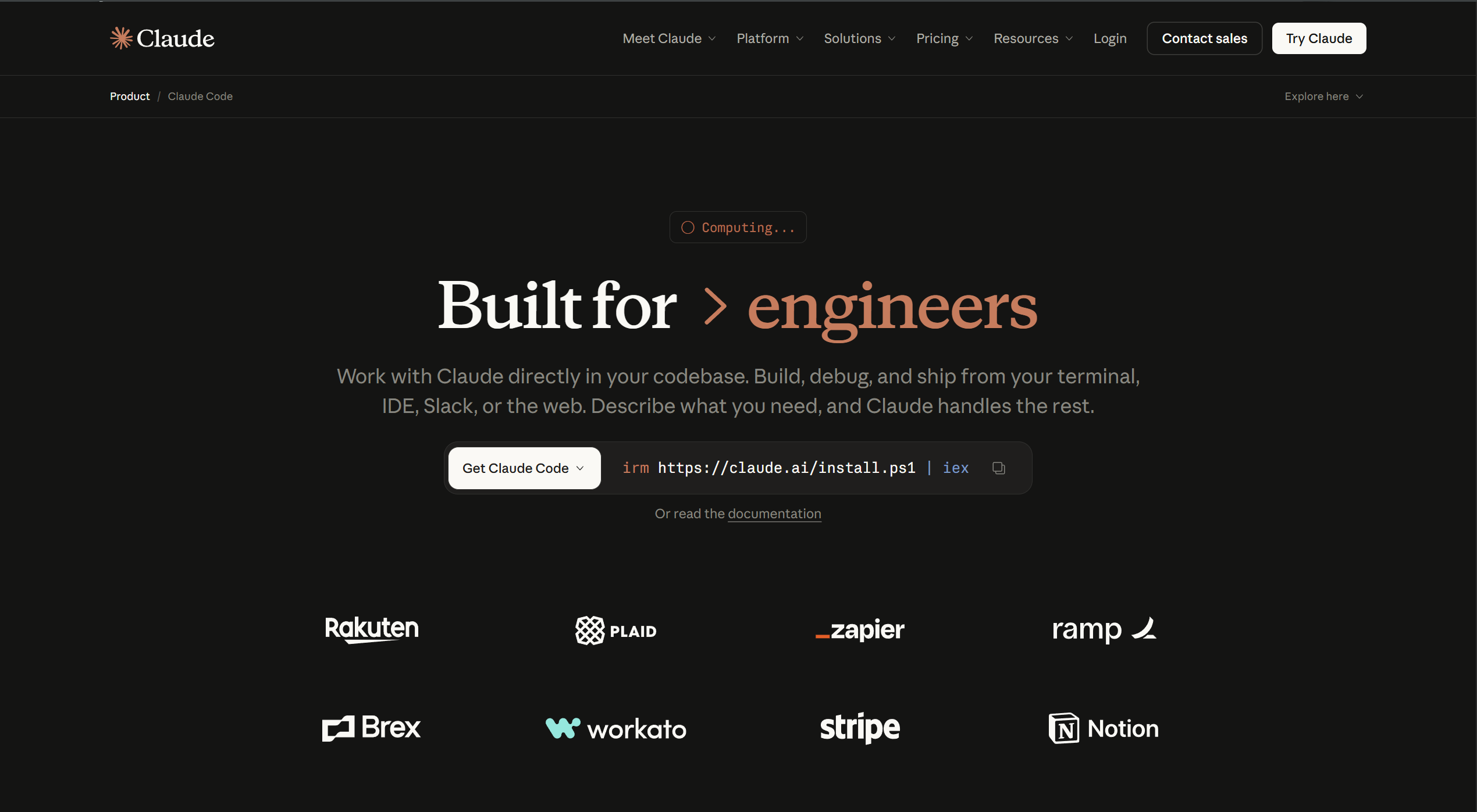 Screenshot of claude.com/claude-code